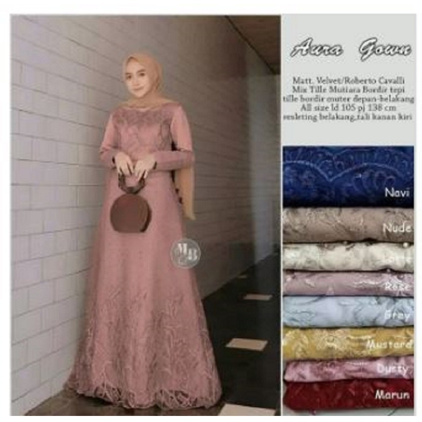 Gamis Brokat Aura Gown Kekinian | Gamis Lebaran Terbaru 2024 | Gamis Brokat Wanita Gamis Kondangan C
