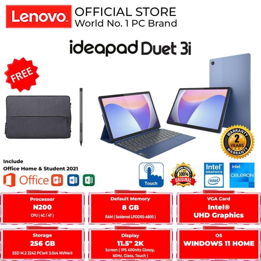 LENOVO IDEAPAD DUET 3i 11IAN8 2XID ABYSS BLUE N200 8GB 256GB W11+OHS 2021