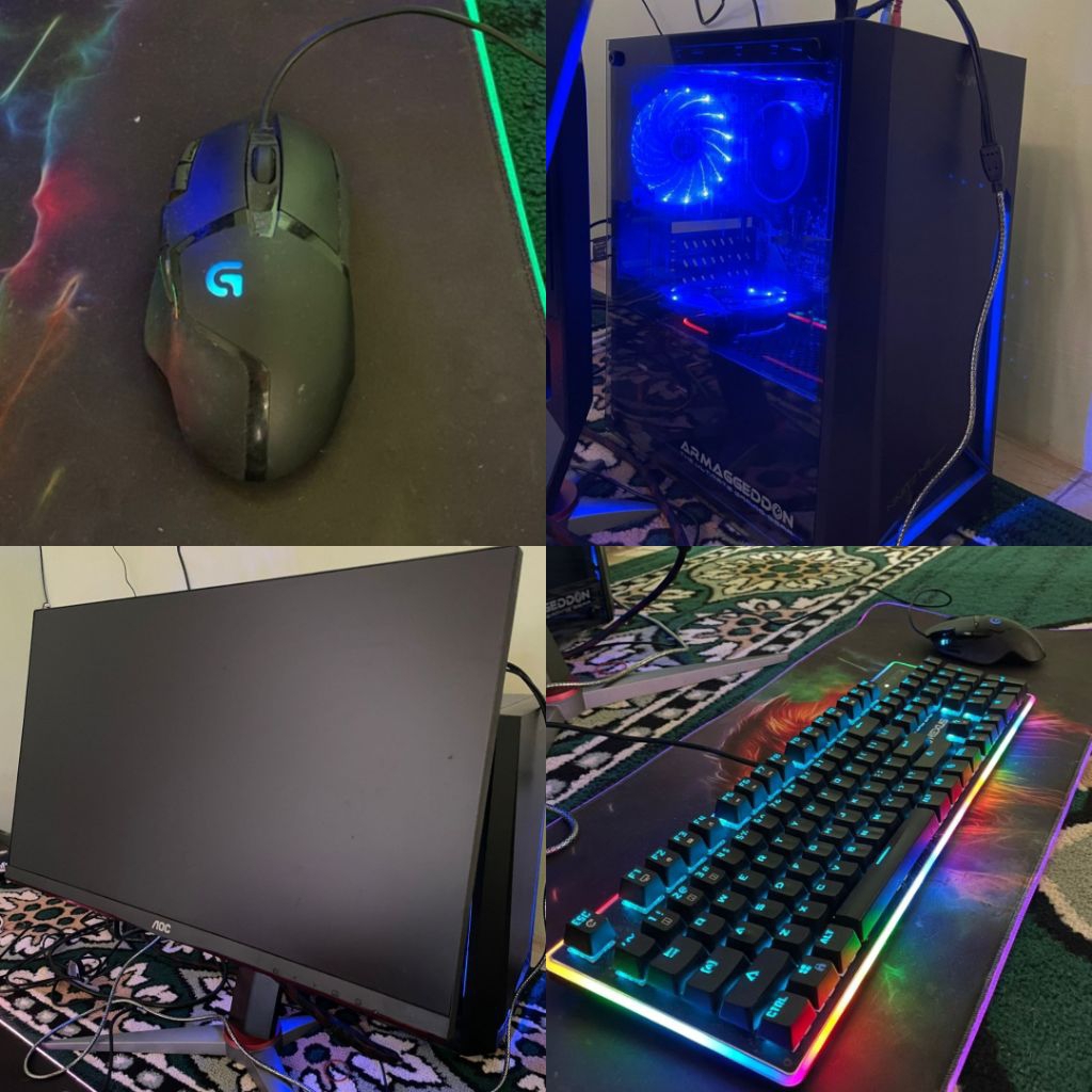PC GAMING ALL IN 1 SET... Monitor AOC, PC AMD, spek di deskripsi