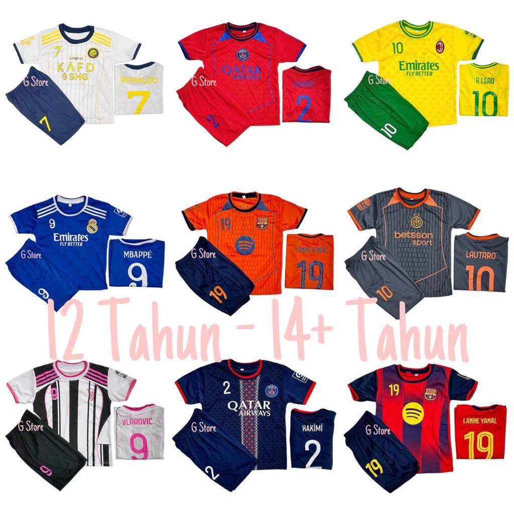 bisa cod setelan bola anak umur 12 - 14+ Tahun club ronaldo messi neymar mbappe arhan benzema terbar