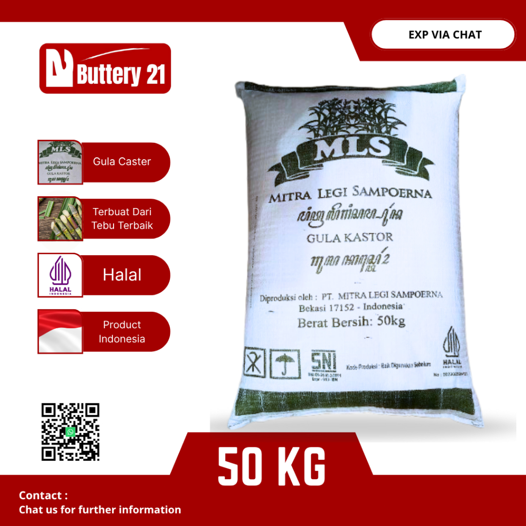 

CASTER SUGAR 50 KG/GULA KASTOR /GULA KASTER/GULA PASIR HALUS/1 KARUNG(1SAK)