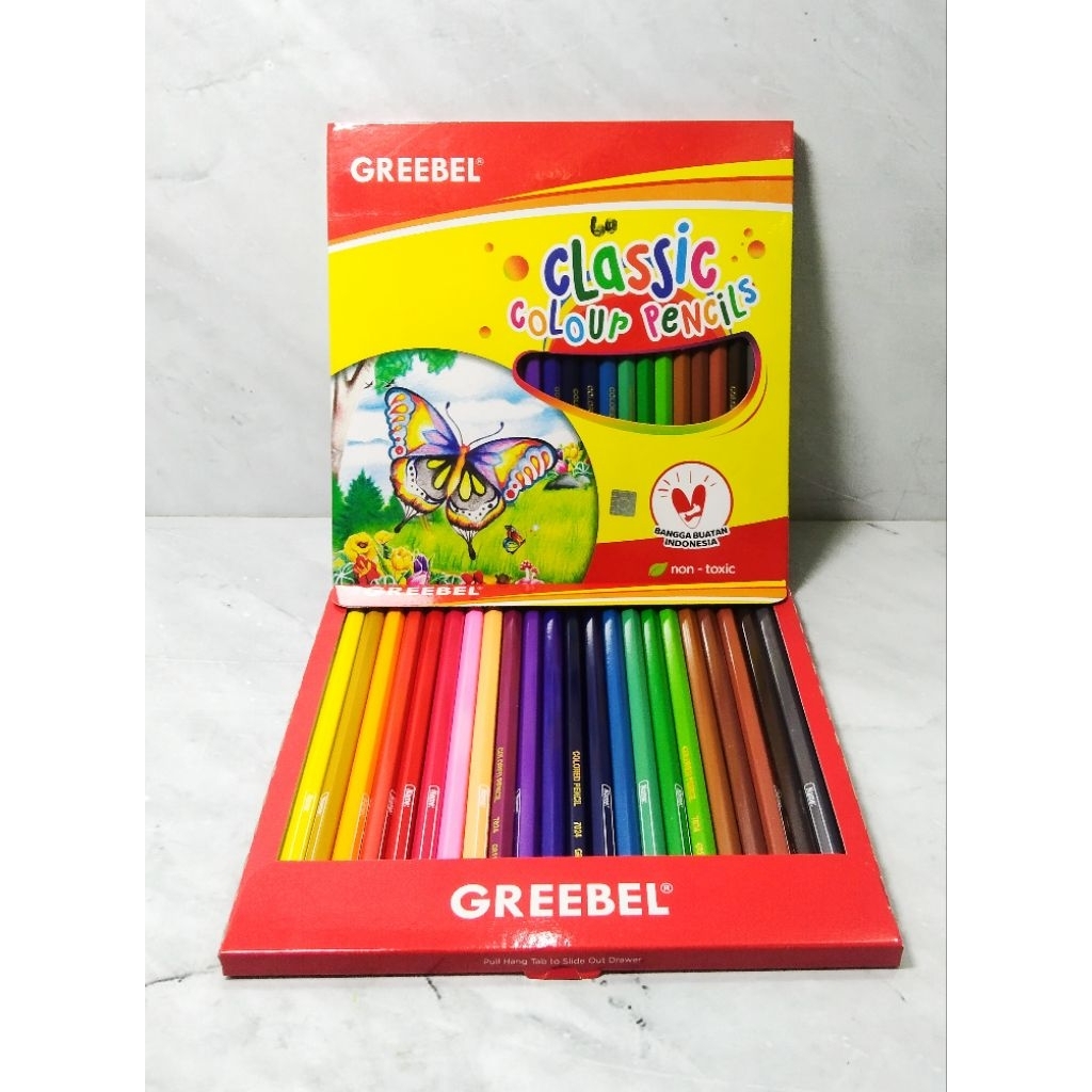 

PENSIL WARNA GREEBEL ISI 24 WARNA / PENSIL CAT KAYU ISI 24 WARNA - GREEBEL