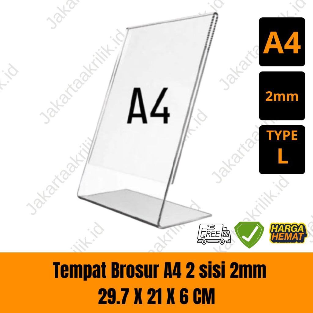 

Tempat Brosur / Qris Akrilik A4 2mm / Tent Card Akrilik / Akrilik Qris Barcode