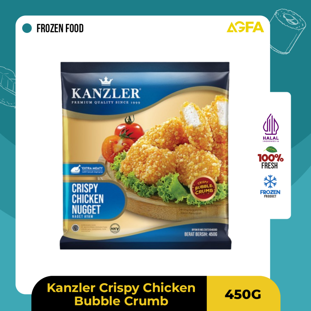 

KANZLER CRISPY BUBBLE CRUMB NUGGET 450GR/NUGGET FROZEN / KANZLER CRISPY BUBBLE / JUAL KANZLER SIDOARJO