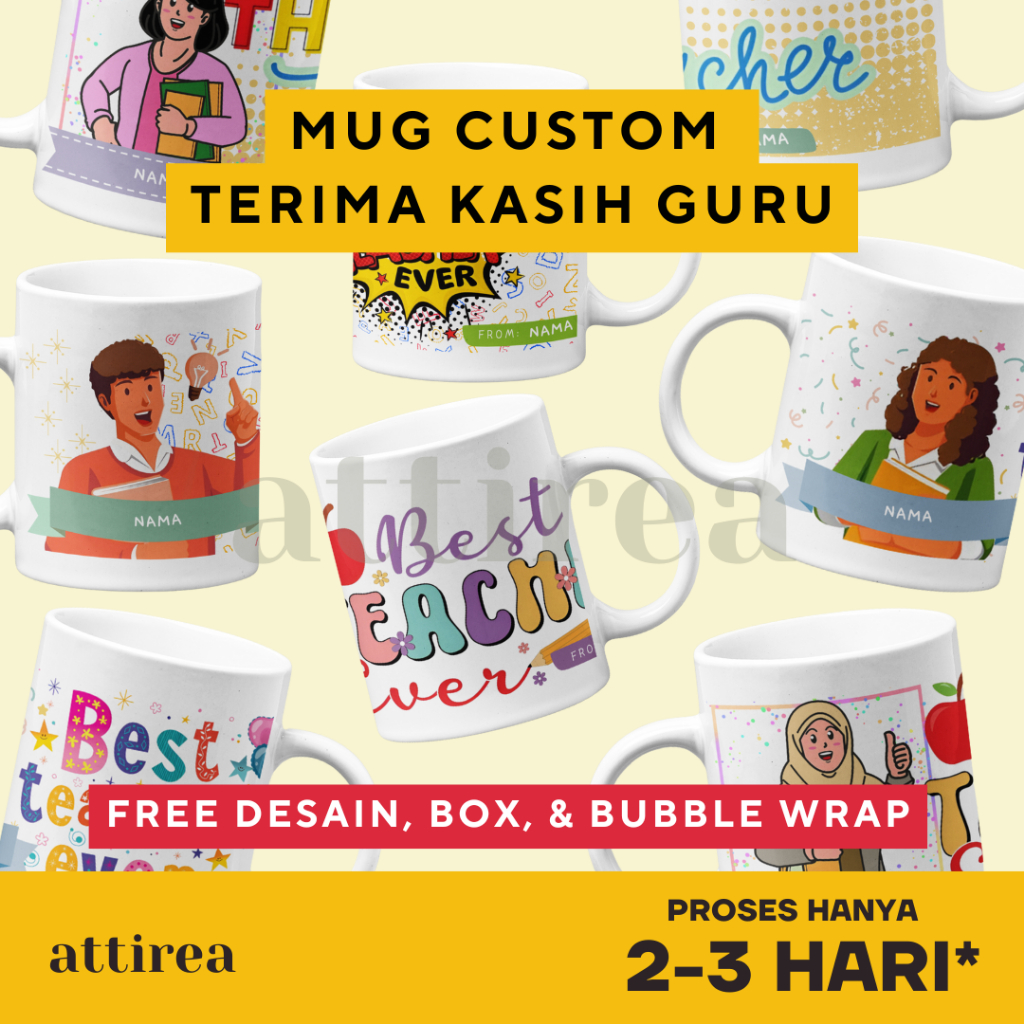 Mug Custom Terima Kasih Guru | Souvenir Kado Unik Perpisahan Kenaikan Kelas