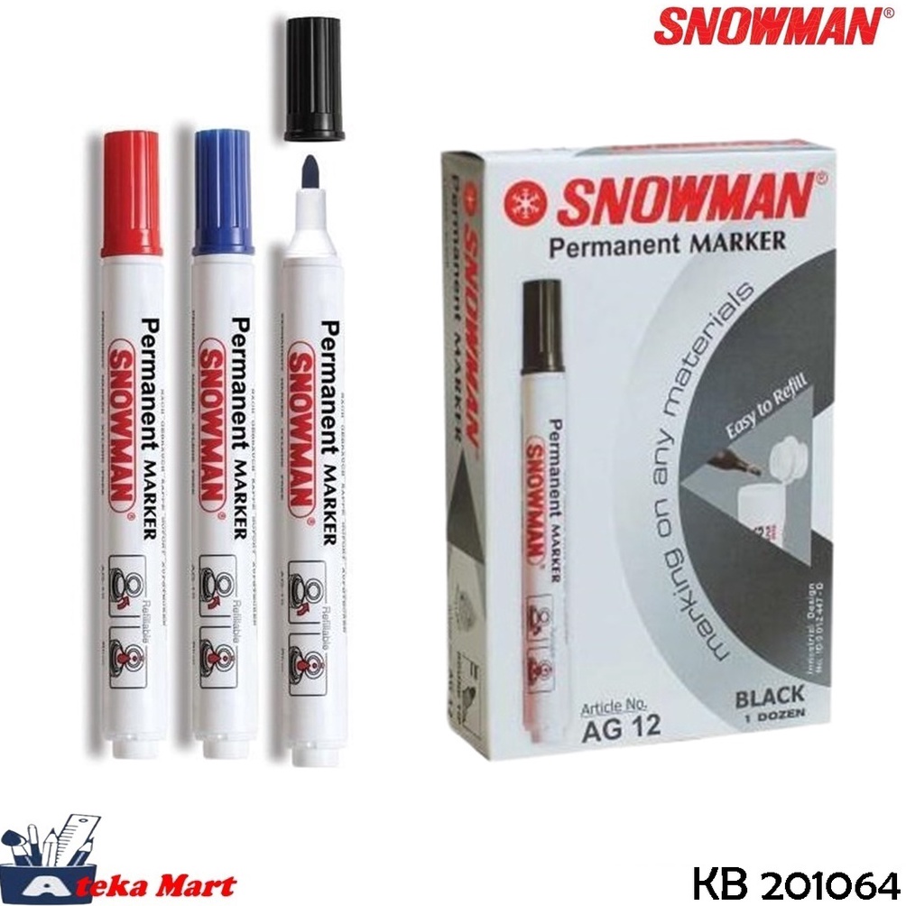 

KODE H63K BOX12PCS SNOWMAN PERMANENT MARKER AG12 SPIDOL