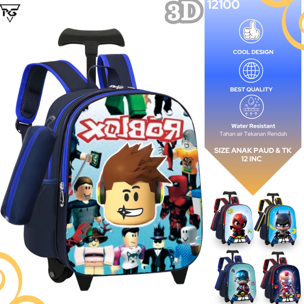 Larismanis Tas Koper Anak Sekolah Laki Laki Paud  TK Timbul Karakter Roblox Tas Troli Anak Cowok 121