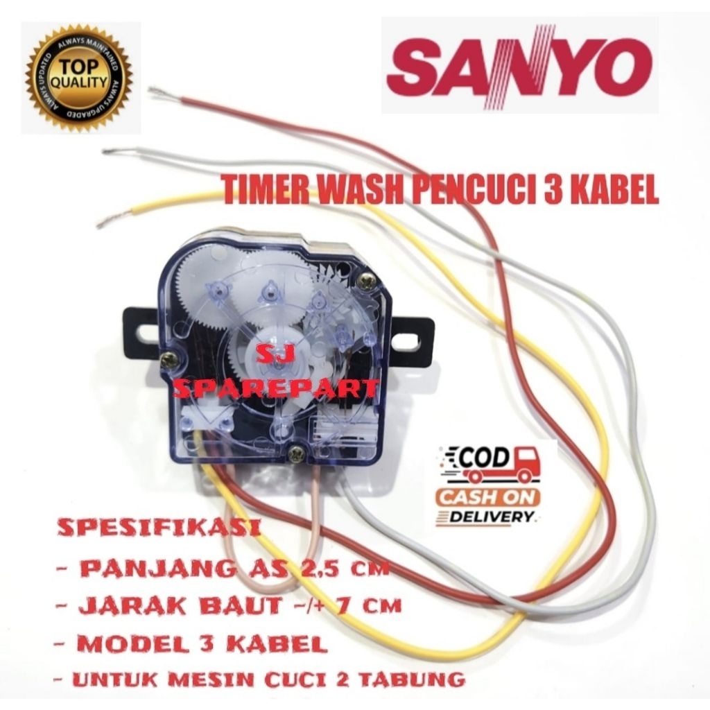TIMER WASH MESIN CUCI SANYO 2 TABUNG 3 KABEL / TIMER MESIN CUCI SANYO