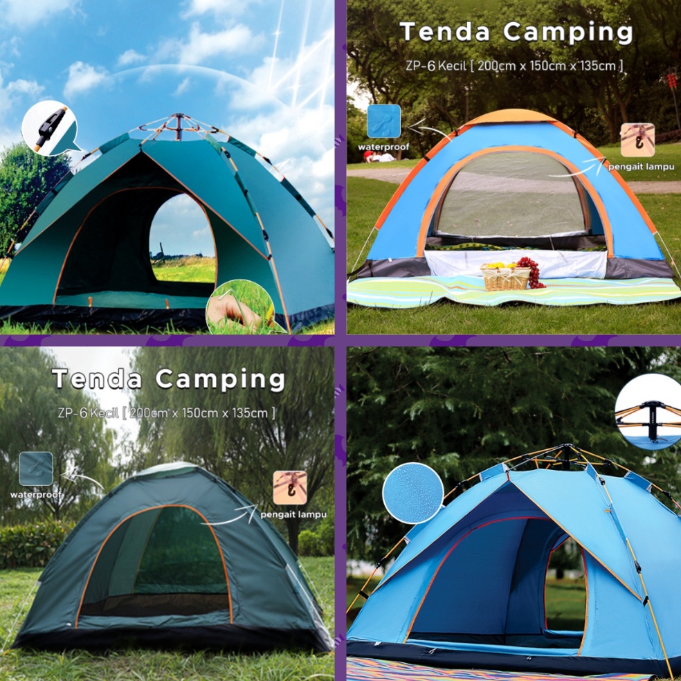 KODE T8E Tenda Camping Outdoor Serbaguna ZP6 dan ZP8 DS88