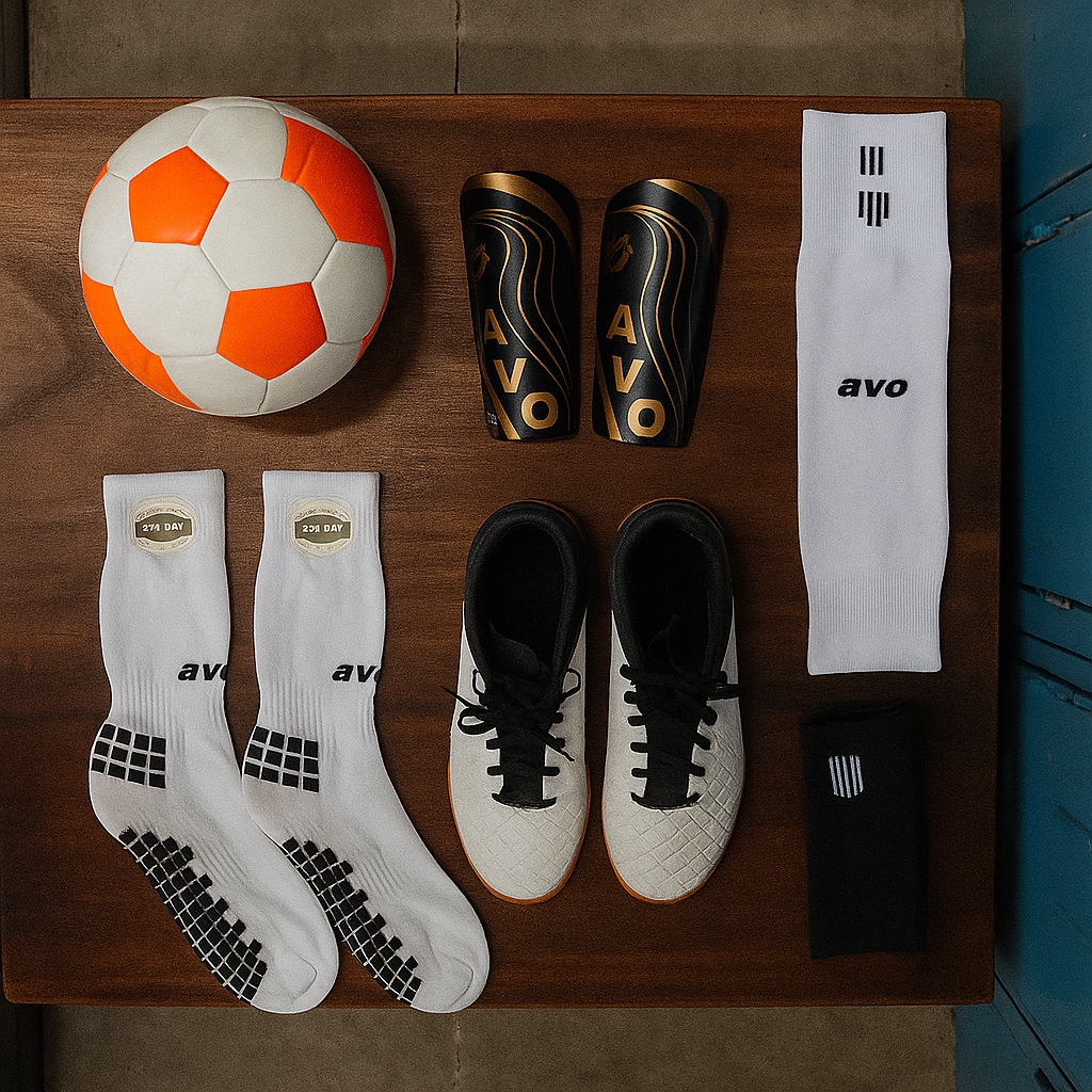 Paket Hemat 3 in 1:  Kaos Kaki Futsal Antislip + Deker + Sambungan Kaos Kaki (AVO)