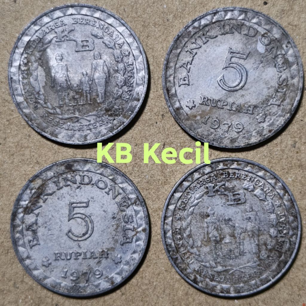 Jelek Koin 5 Rupiah KB kecil tahun 1979 Uang Kuno logam Indonesia keluarga berencana