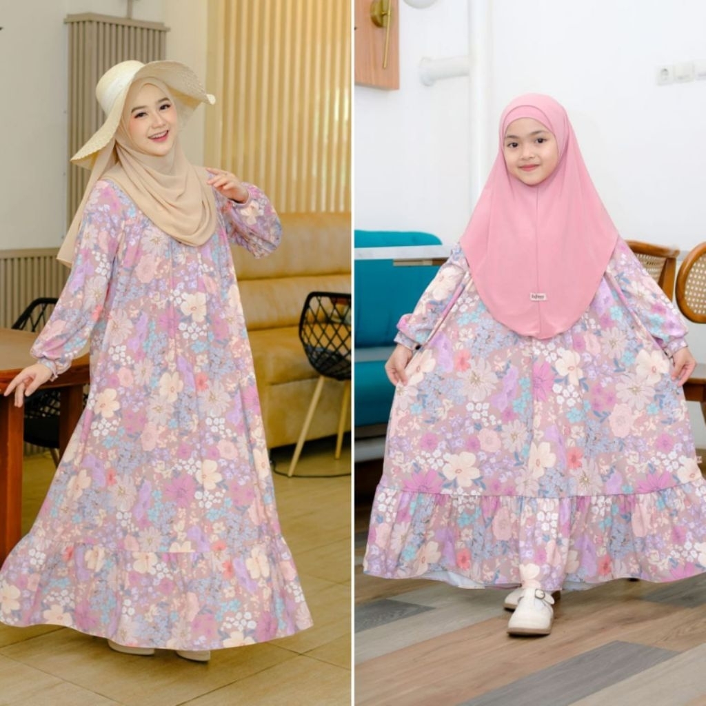 READY STOCK Humaira dress couple mom & kids by Zafinza gamis cantik