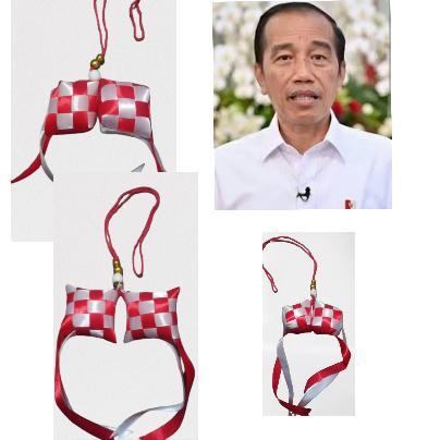 

1lusin bendera ketupat pita satin merah putih