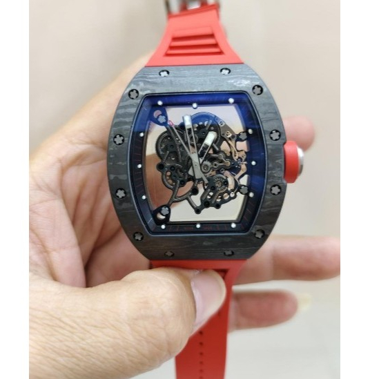 JAM TANGAN 055 BUBBA WATSON BLACK CARBON CASE 44MM RED RUBBER STRAP RM CARBON SWISS