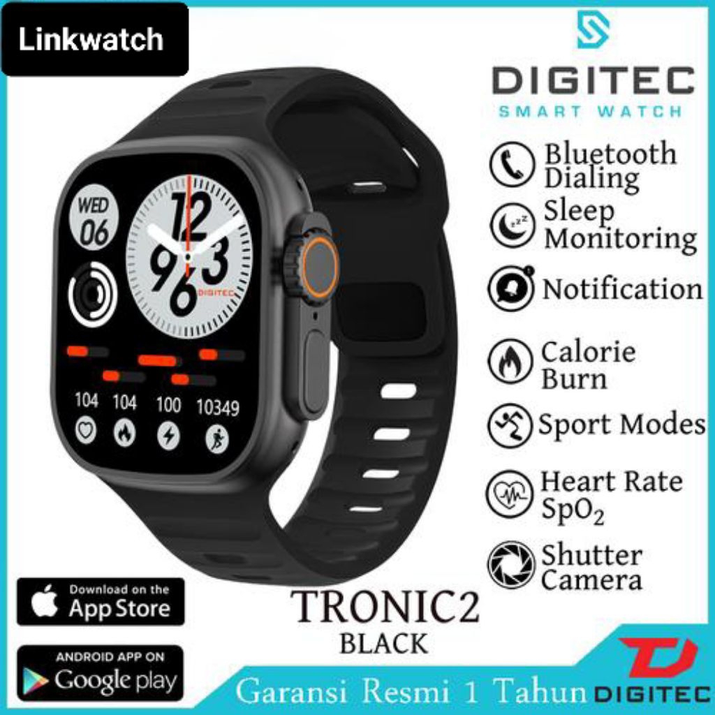 Best Seller Jam tangan pria Smartwatch Digitec Tronic2  Rubber Strap Original Garansi Resmi 1 Tahun