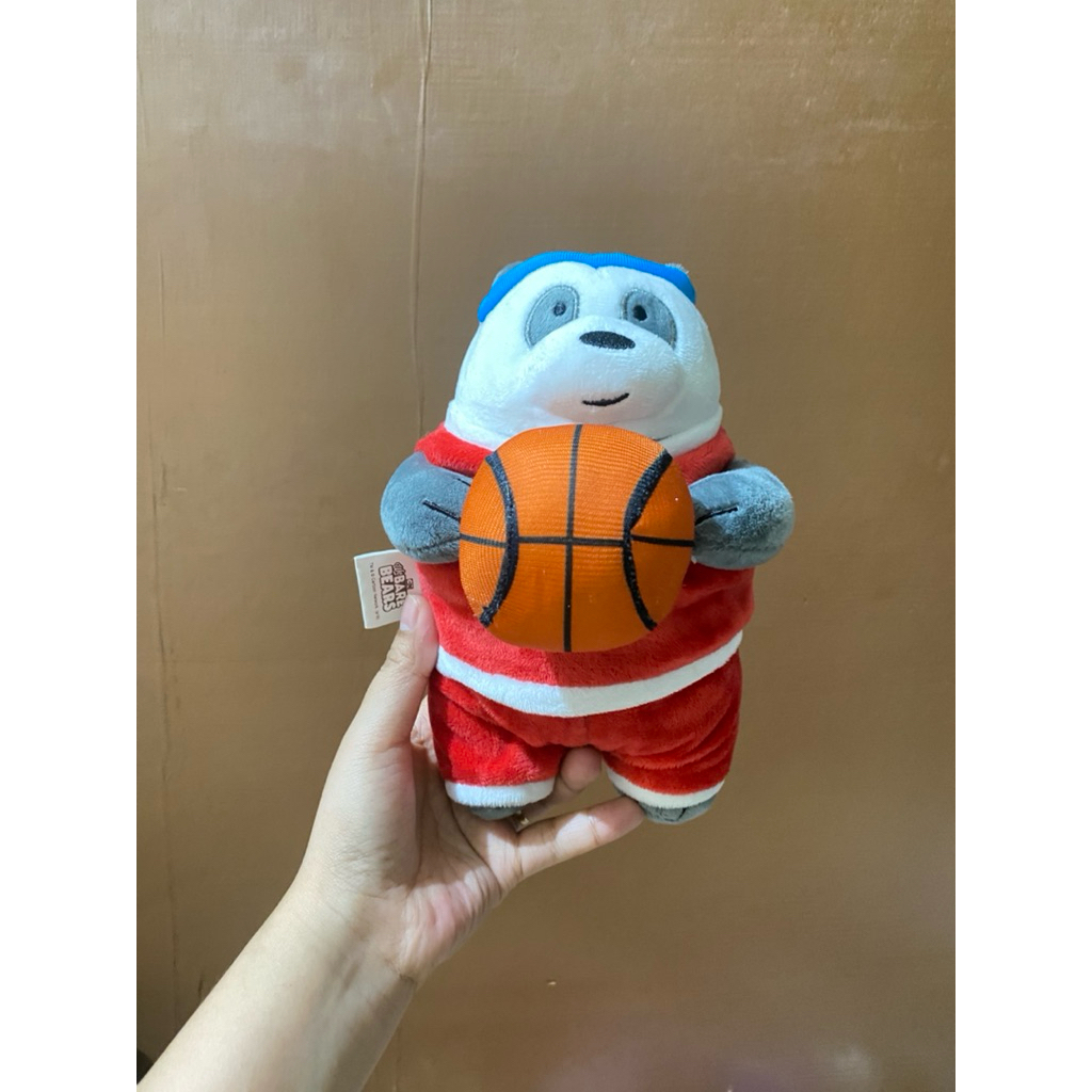 Boneka Karakter Panpan Kostum Basket Size 23cm Original / Boneka Pan Pan Panda We Bare Bears / Bonek