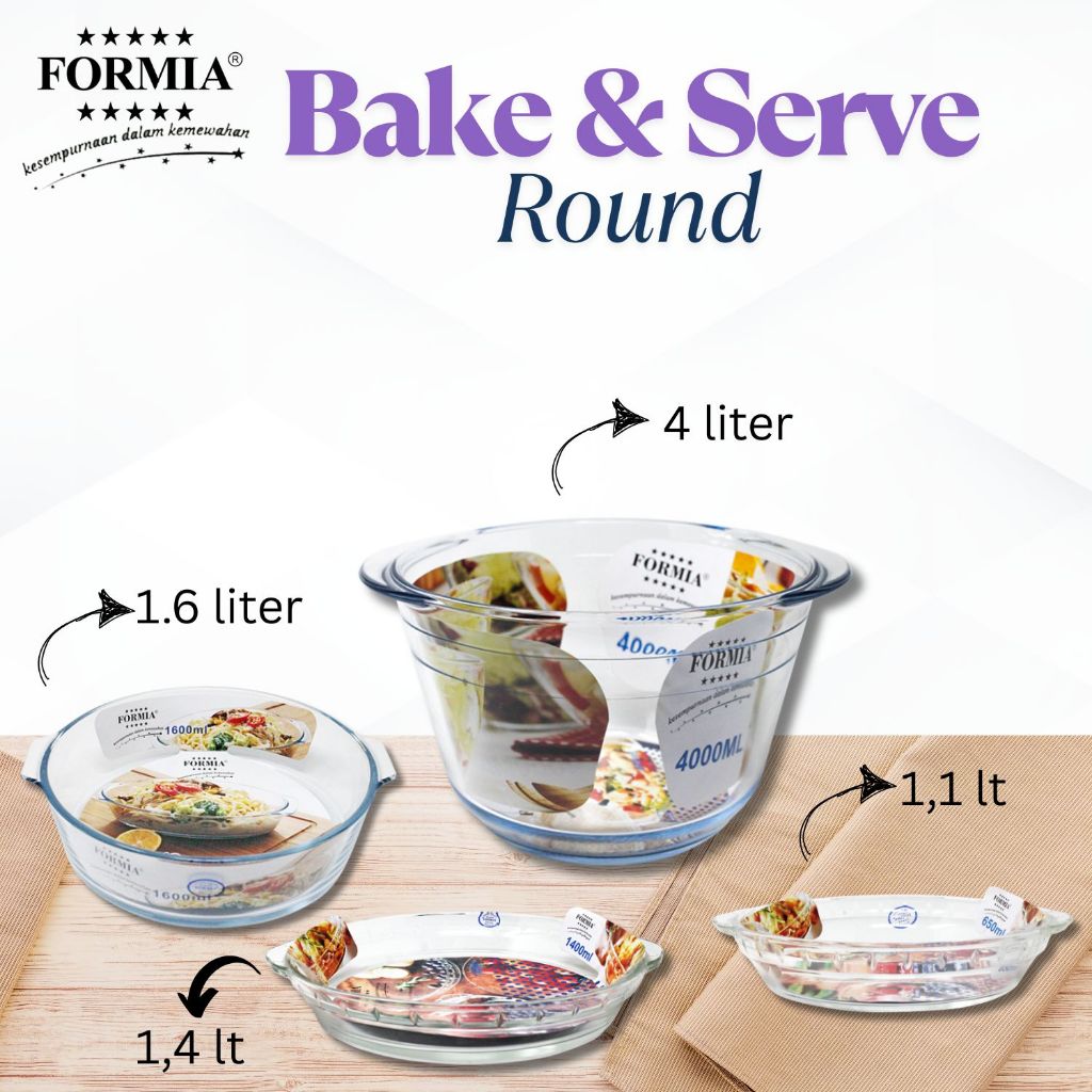 Asialiving Formia Loyang Kaca Bulat/pc