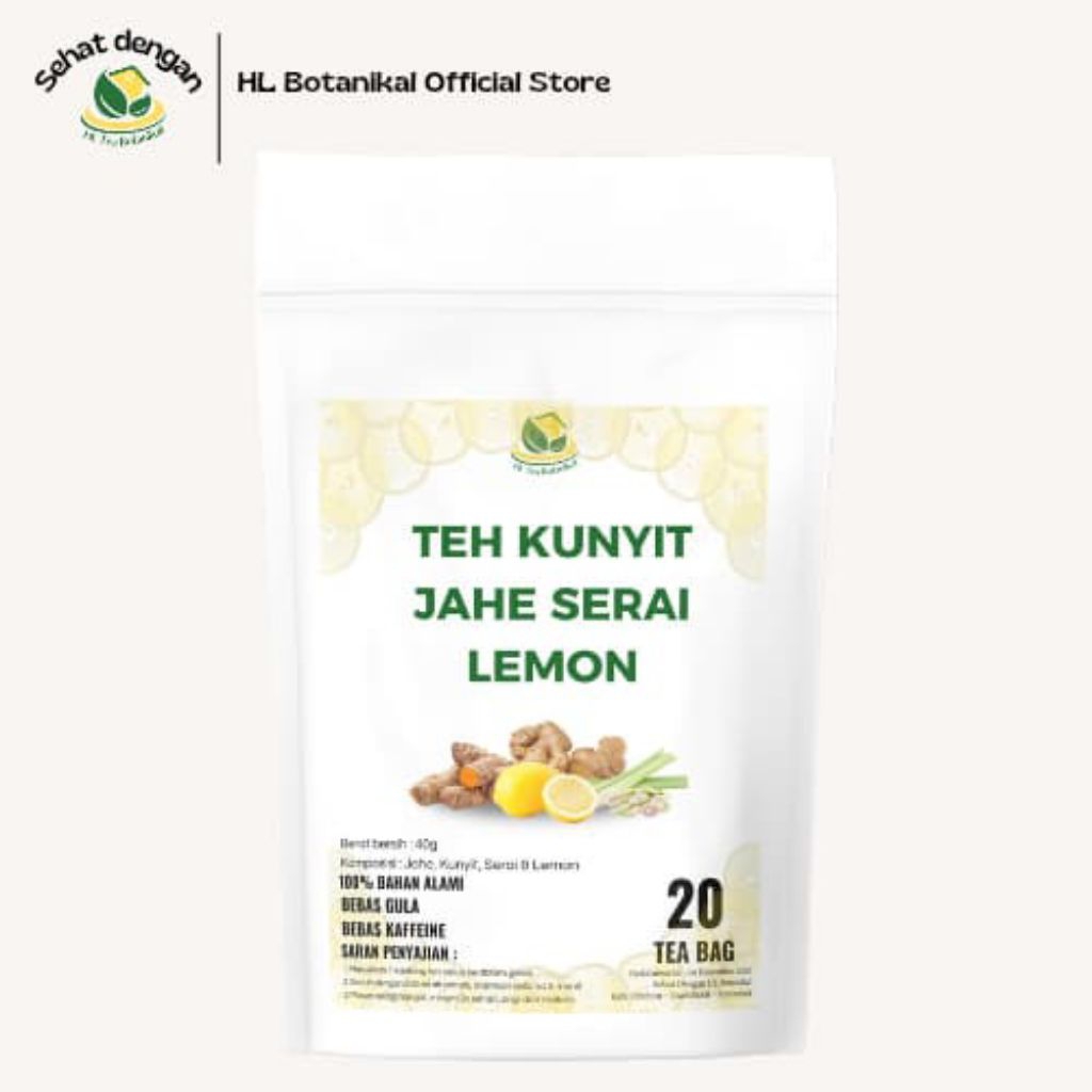

HL Botanikal : Teh Kunyit Jahe Serai/Tumeric Ginger with Lemon Herbal Tea Isi 20 bag teh celup