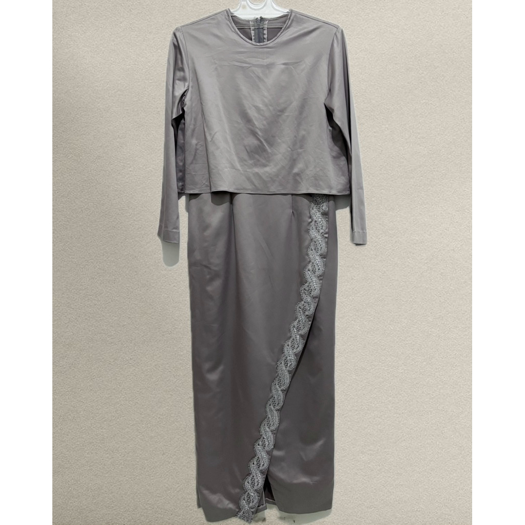 Satin Silk Dress Undangan Kondangan - Grey Abu