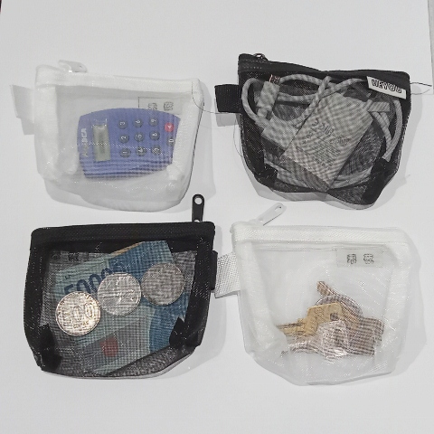 tempat jaring kantong transparan wadah mini kecil charger earphone ipod kunci kantung makeup dompet 