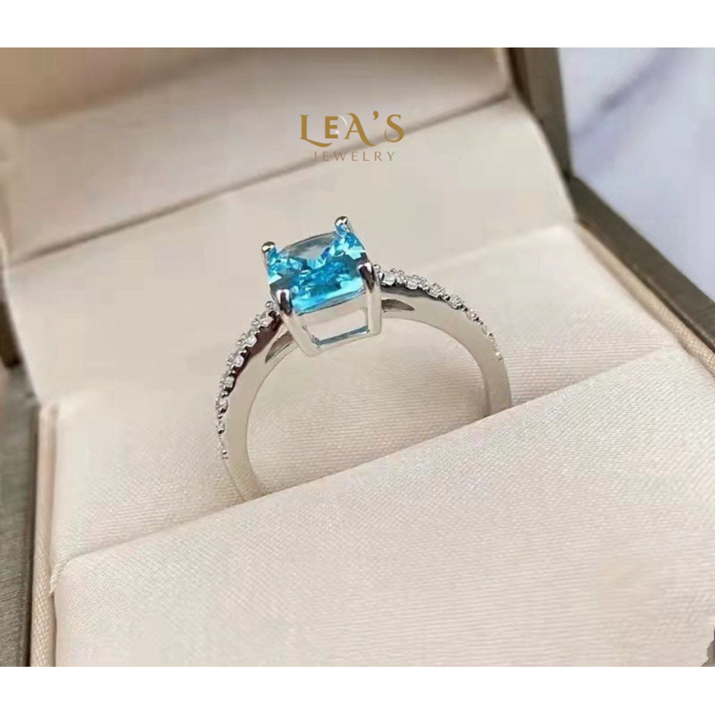 Cincin titanium blue sapphire cincin wanita cincin kado ulang tahun dta124