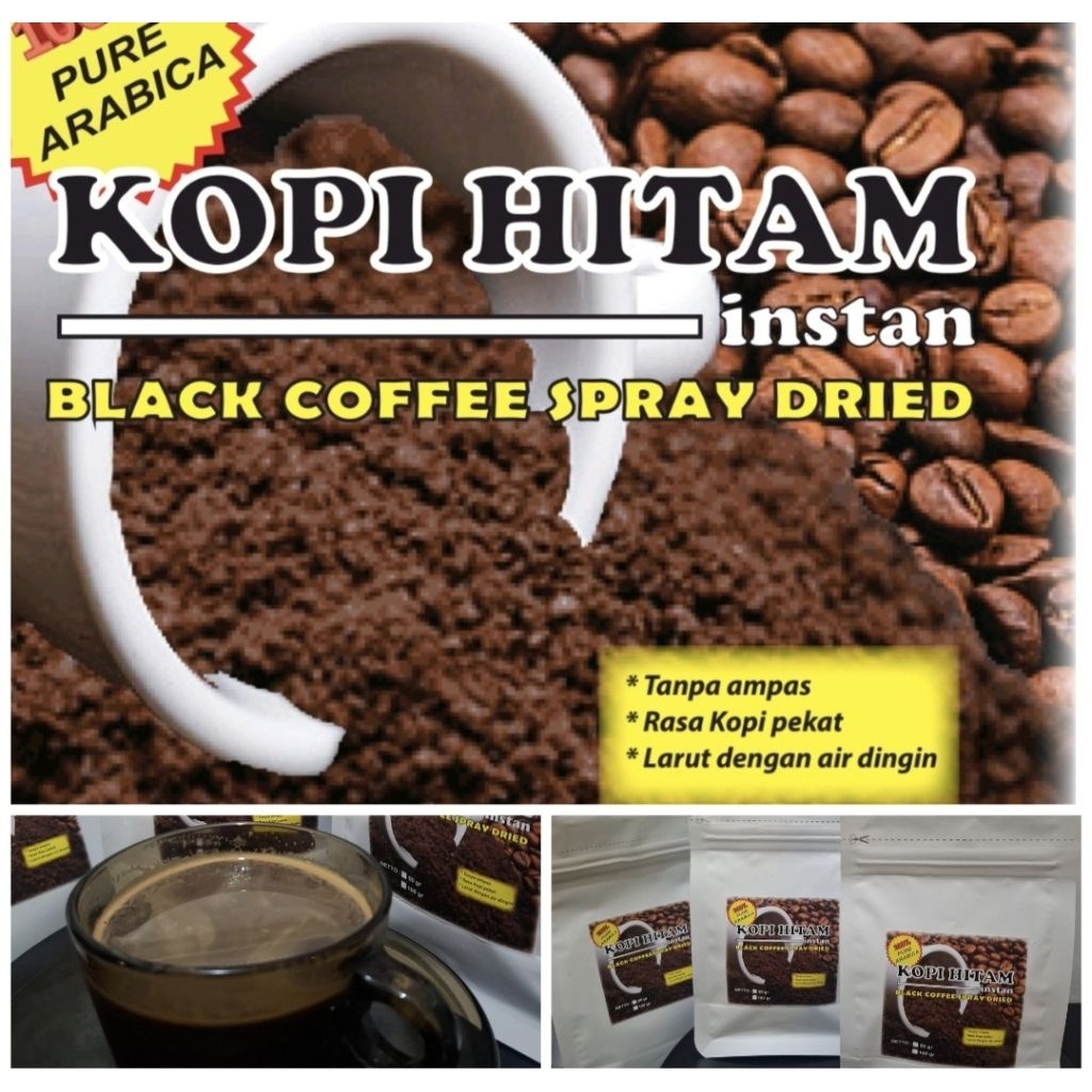 

kopi hitam tanpa ampas_arabica black coffee spray dried 50gr
