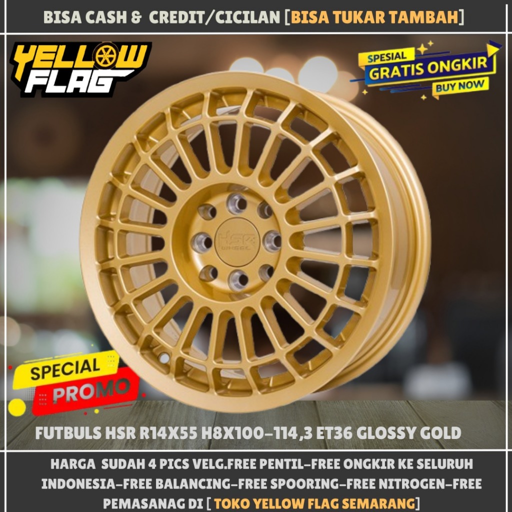 Promo Velg Mobil Hsr Futbuls R14 Baut 4 Untuk Evalia Xenia Sigra Lgx Vios Brio Hsr Ring 14 Gold
