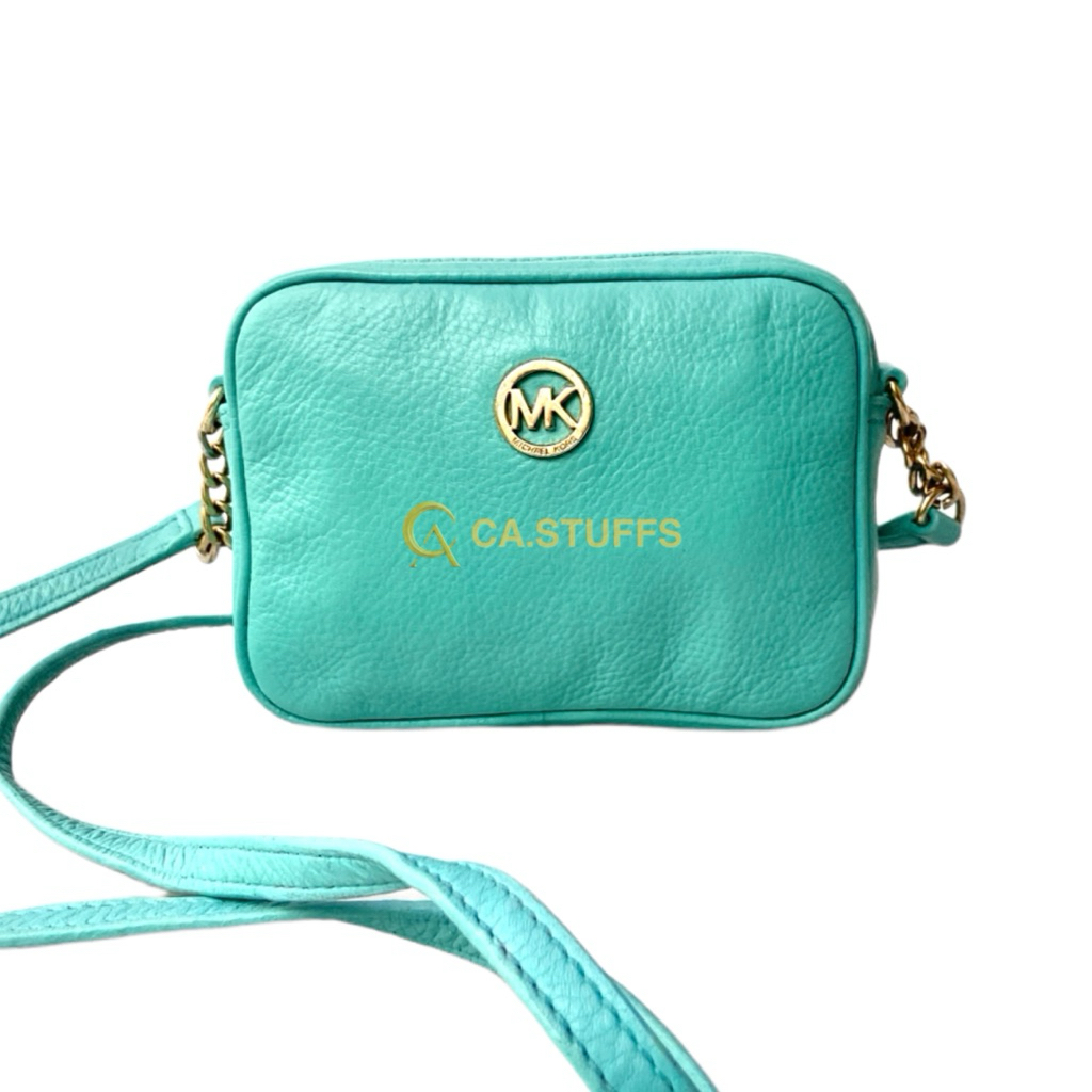 Preloved Michael Kors MK Mini Fulton Turquoise Crossbody