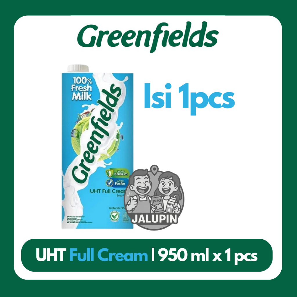 

[KEMASAN 950ML x 1PCS] Susu Greenfields UHT Full Cream, Strawberry, Chocolate 950ml