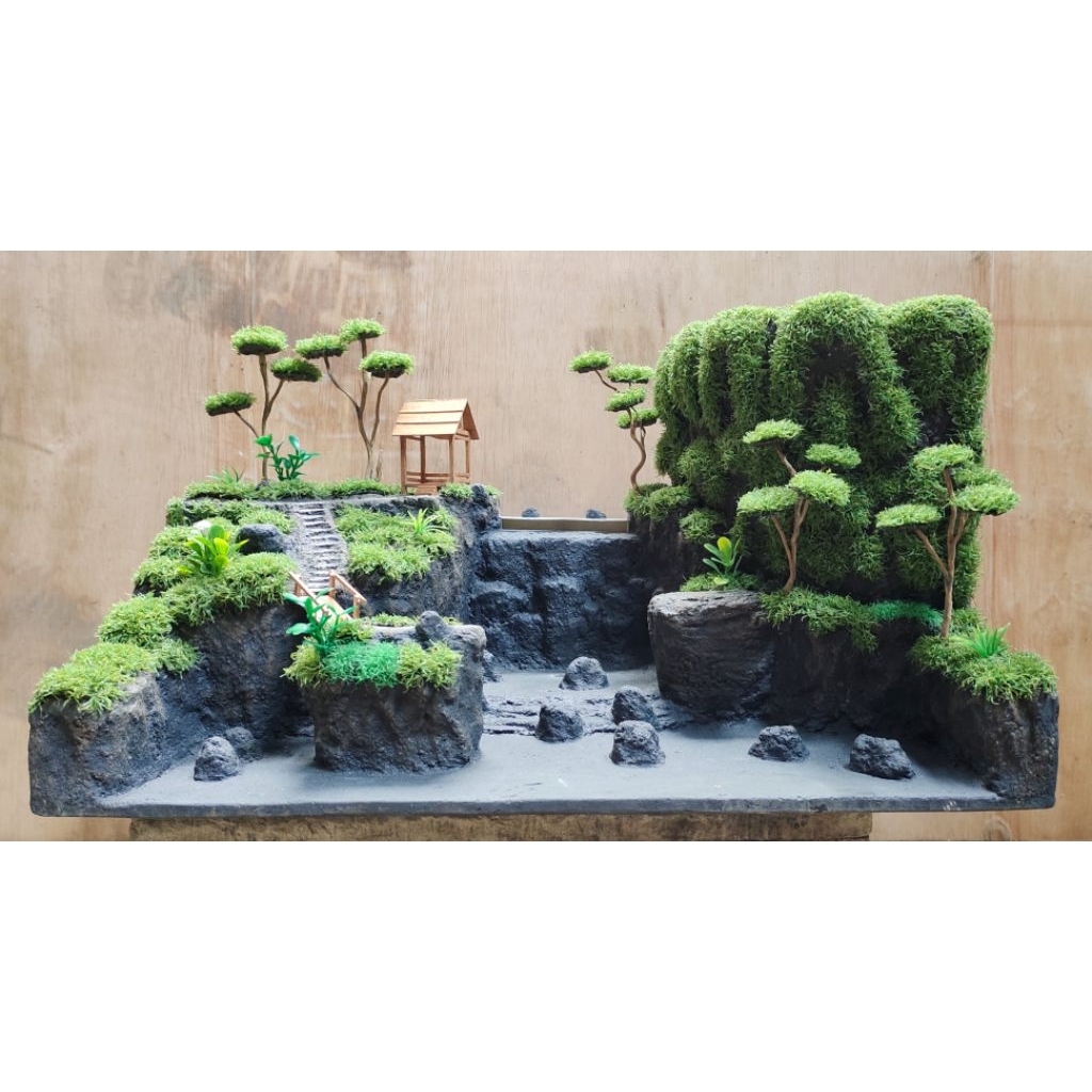 Custom hardscape tebing air terjun buat aquarium ukuran 50x30x30cm