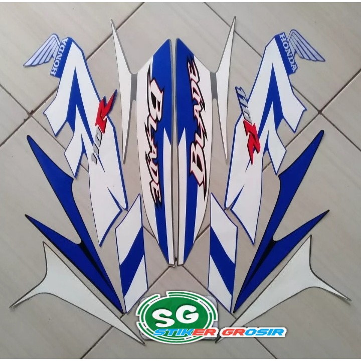 STIKER STRIPING LES LIST BODY MOTOR HONDA BLADE 110 R 2009 2010 BIRU PUTIH