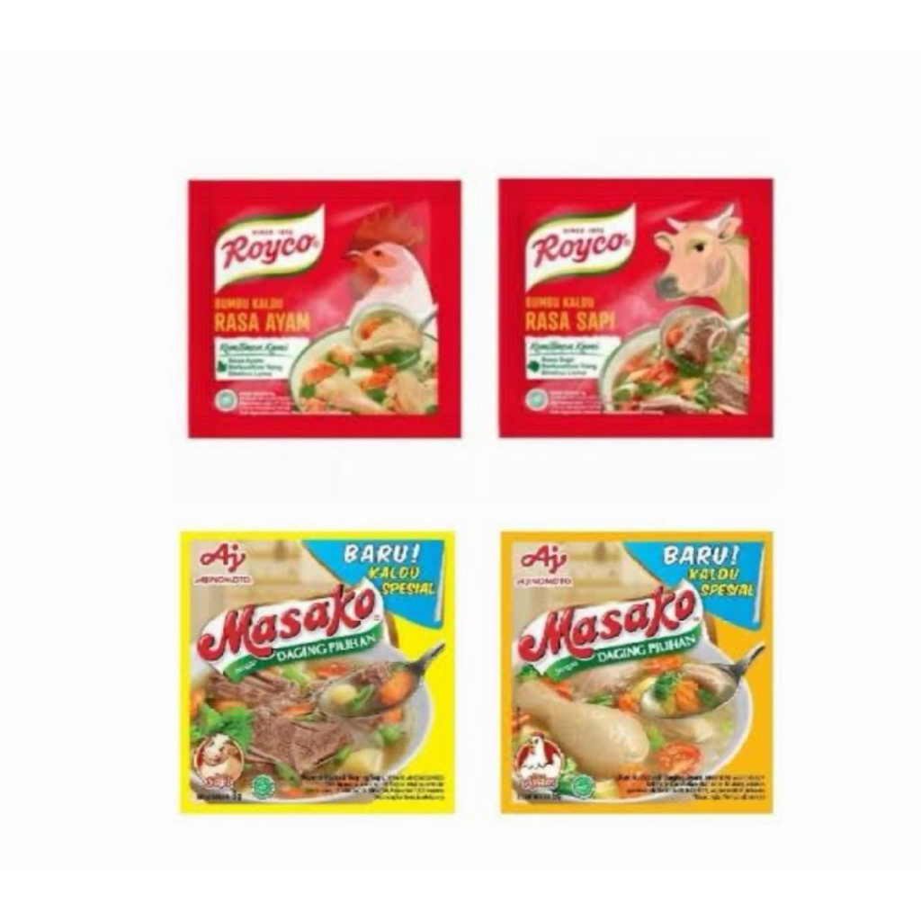 

Royco atau Masako 8g isi 2 sachet – Kaldu Rasa Ayam & Sapi