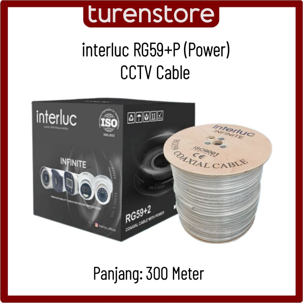 interluc RG59+Power infinite & juniper kabel CCTV 1Roll 300M Coaxial Cable RG59 Power 300 Meter