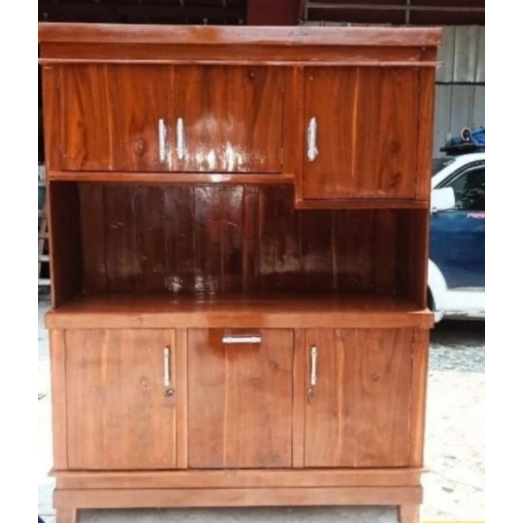 lemari dapur penyimpanan 3 pintu jati belanda