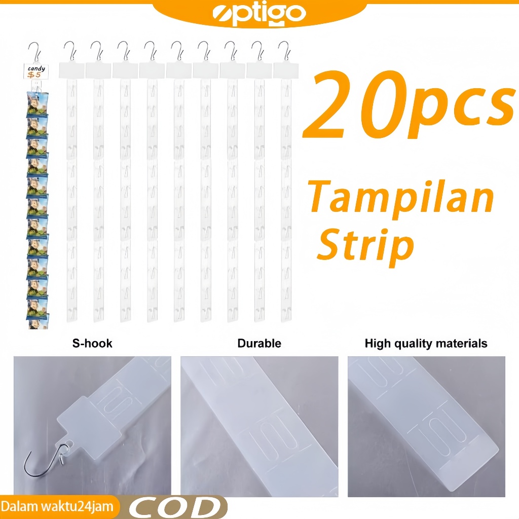 

20 pcs tampilan makanan clip-on 62cm Produk supermarket clip-on makanan ringan menggantung bar