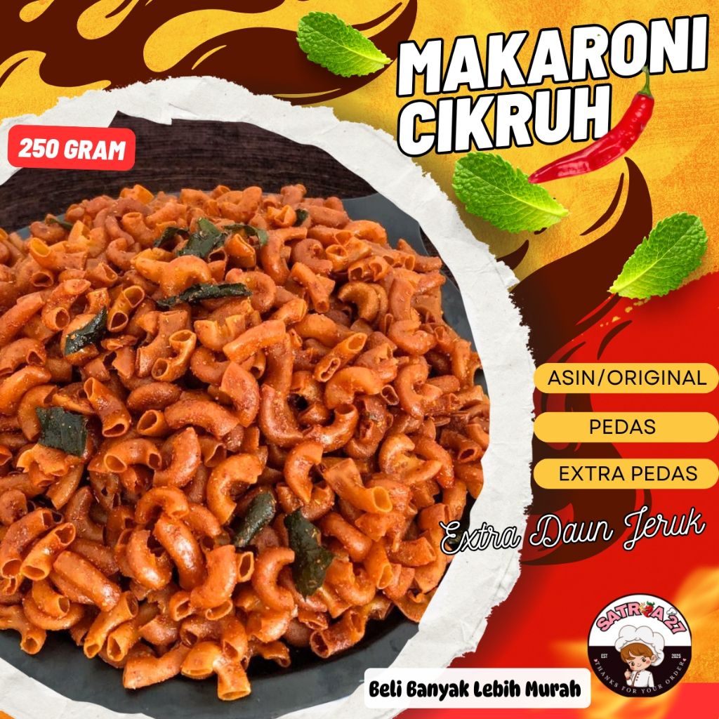 

Makaroni Cikruh 250g Asin Pedas Extra Pedas Khas Tasikmalaya