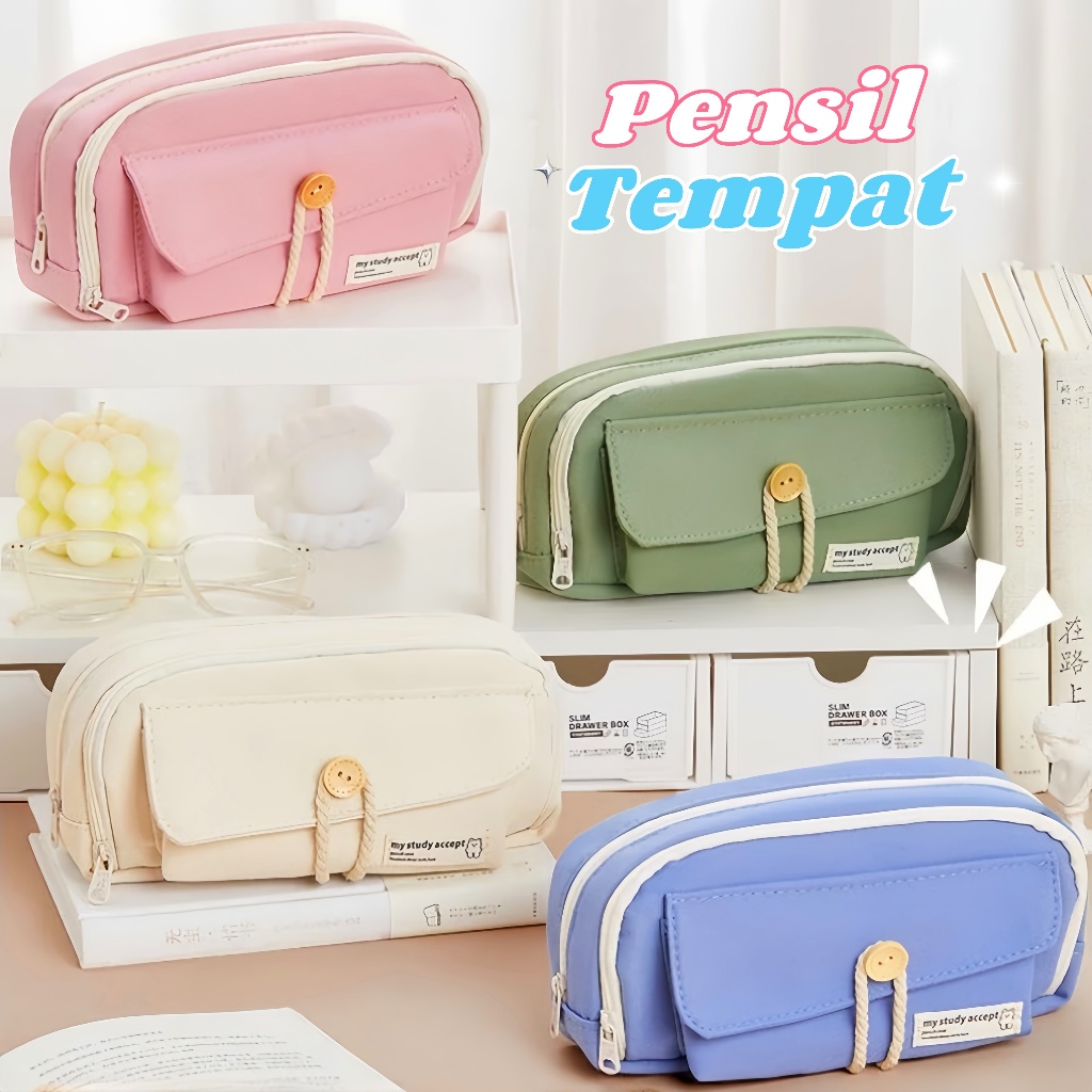 

Pencil Cases Large/Kawaii Pencil Cases/Tempat Pensil Gaya Sederhana/Flip Pencil Bag/Kotak Penyimpanan Kantor/Tas Pensil Siswa Sekolah/Tas Penyimpanan Alat Tulis