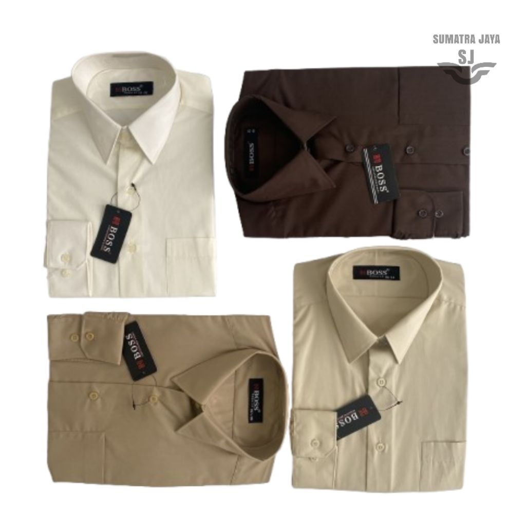 Kemeja Boss Polos Lengan Panjang Cokelat Series