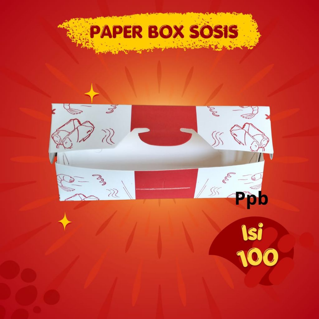 Samiafdol_ Paper Box-Box-Sosis-Box Makanan-Motif Merah
