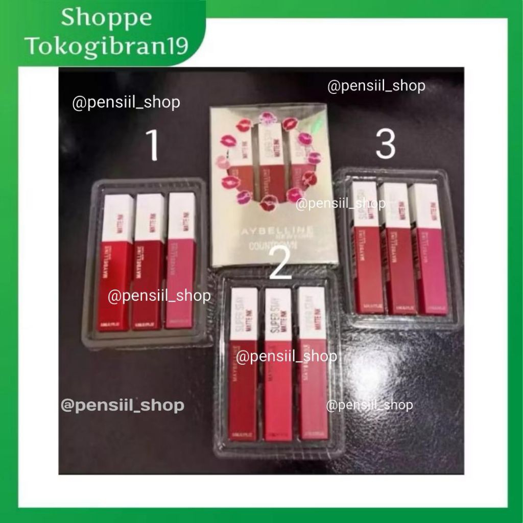 [PAKET LENGKAP TERMURAH BISA PILIH WARNA] LIPSTIK MAYBELLINE SUPER STAY INk MATTE PAKET (ISI 3 LIPST