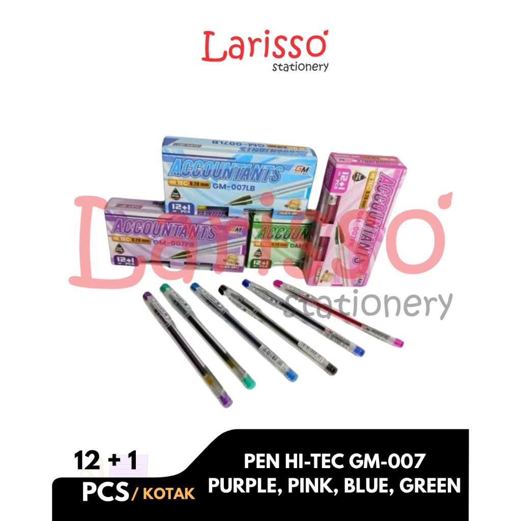 

GM - (pcs) PEN HI-TEC GM-007 - Warna Ungu, Pink, L.Blue, Green - Pcs