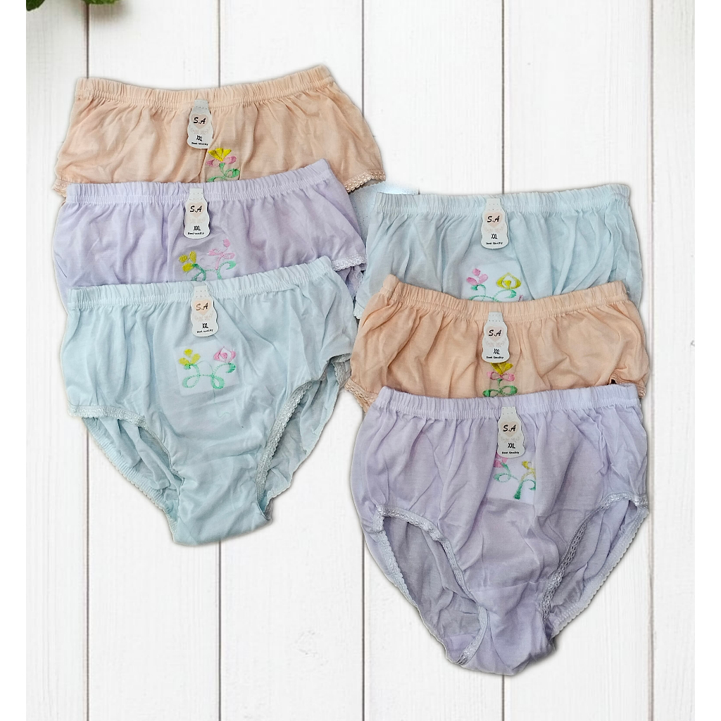 (6PCS) CELANA DALAM WANITA MERK SA | Cd SA BORDIR | SIZE : S,M,L,XL,3L