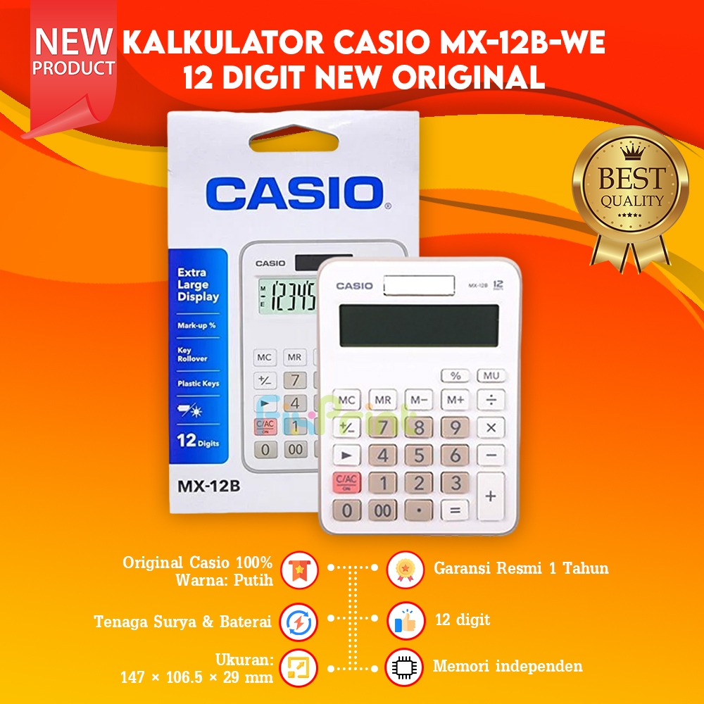 

HJK Kalkulator Casio MX 12B Calculator MX-12B Desktop 12 Digit Kalkulator Lucu Pink Biru Muda Putih