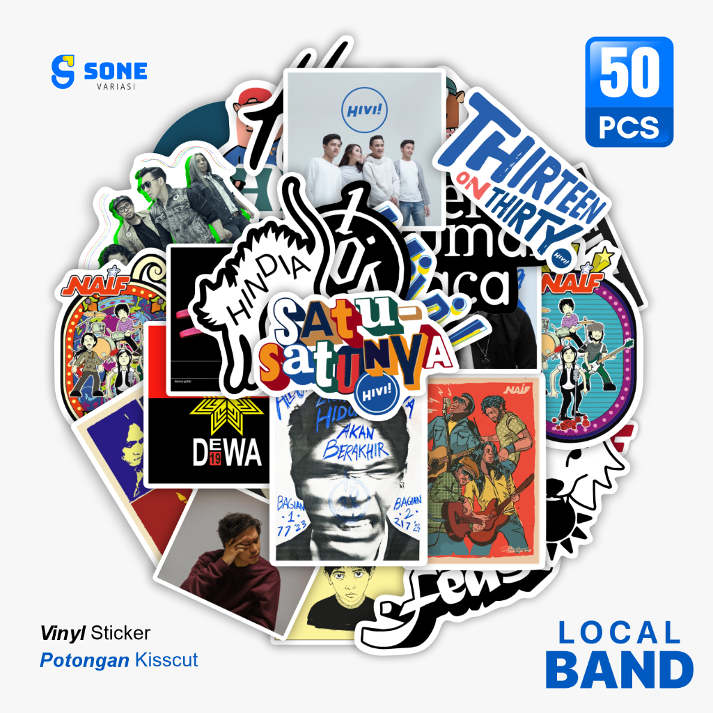 

Sticker Band Local Indie Aesthetic untuk Laptop / Helm / Gitar / Casing Phone / Tumbler / Buku