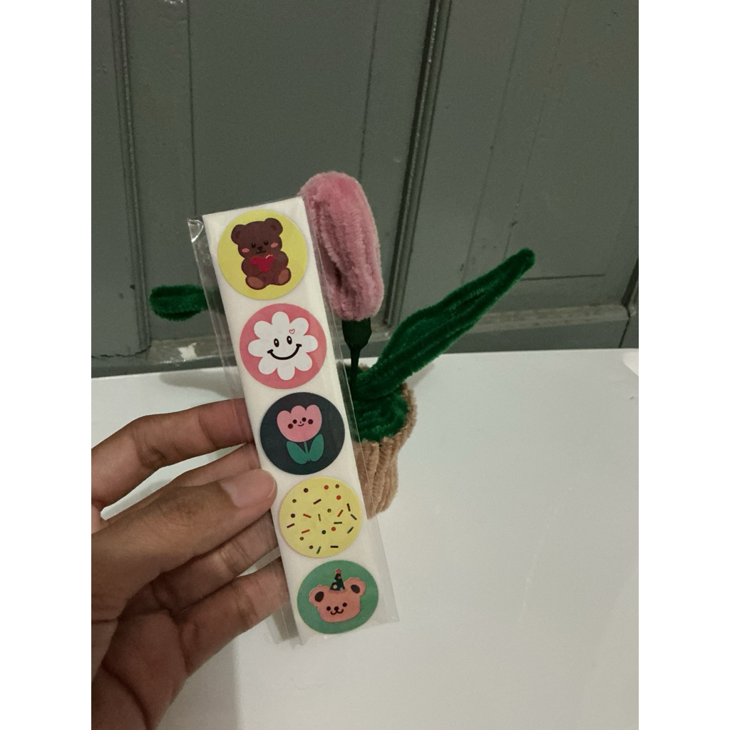 

stiker bear tulip 50pcs stiker terima kasih online shop seal packaging kardus