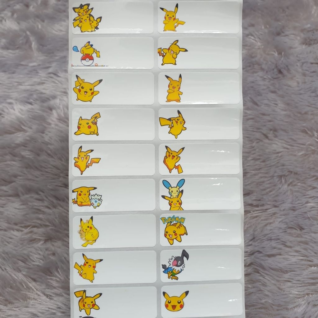 

STIKER NAMA WATERPROOF SIZE L/STIKER NAMA MOTIF/STIKER NAMA KARAKTER PIKACHU/STIKER NAMA TERBARU