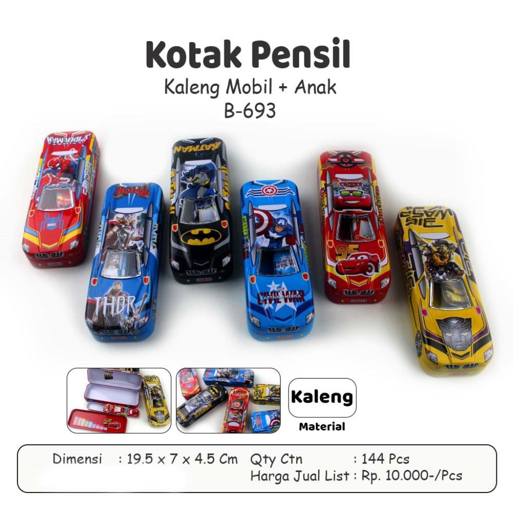 

kotak pensil kaleng mobil + anak