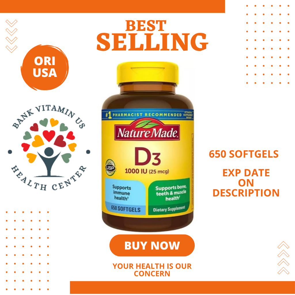 Nature Made vitamin d3 1000IU 650 softgels