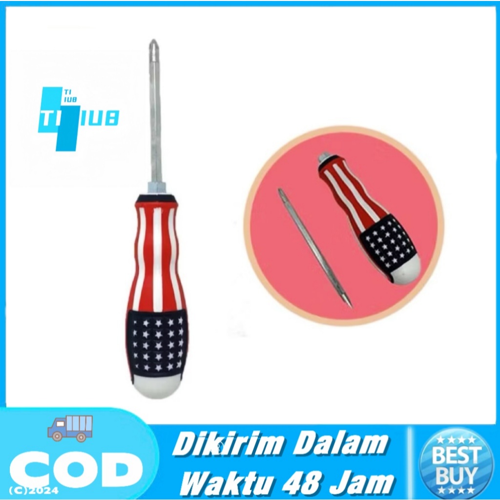 Obeng Bolak Balik USA Amerika 6 Inch Obeng Plus Minus Termurah Obeng 2 Way USA 6 inch/Obeng Bolak Ba