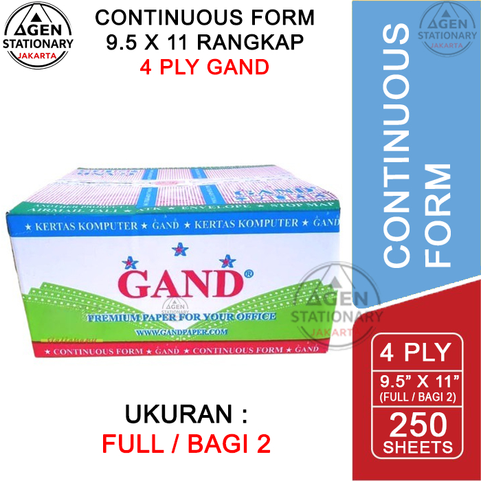 

KERTAS CONTINUOUS FORM GAND 9.5 X 11 4 PLY FULL BAGI 2 FAKTUR SURAT JALAN NCR RANGKAP 4